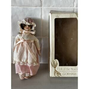 Vintage 1987 Gorham Doll of the Month July VT712 Porcelain Doll w/ Box & Tag